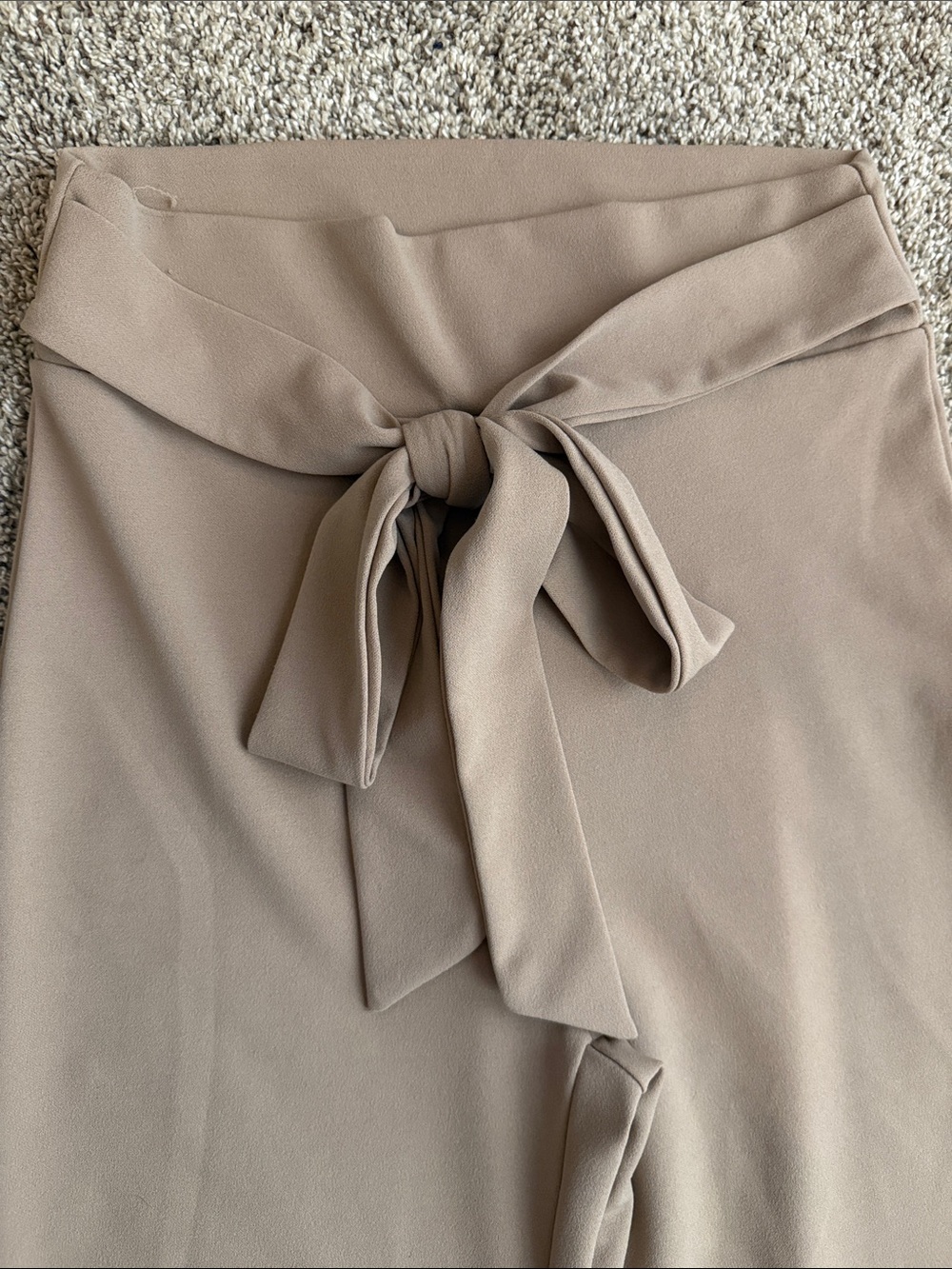Windsor Taupe Tie-Waist Flare Pants - Picture 2 of 3